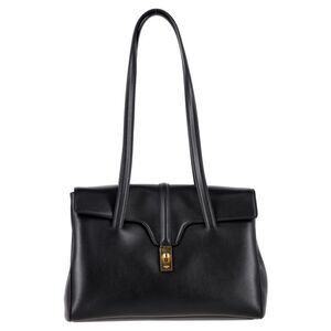 Celine Medium Soft 16 Shoulder Bag in Black Calf Leather